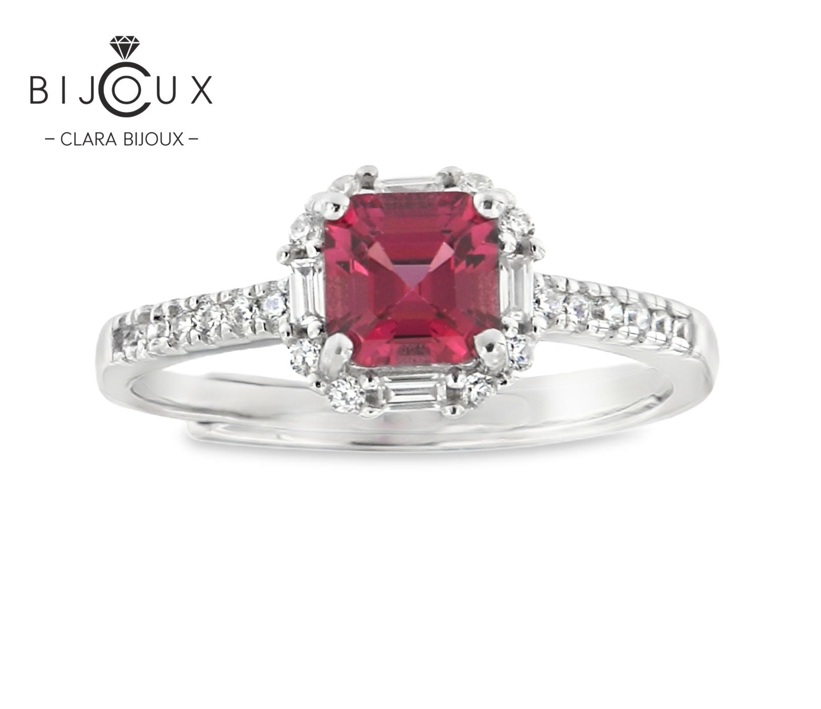 JR4242-31.3 Бутиков сребърен пръстен с пироп и родиево покритие