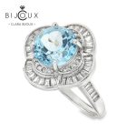 Бутиков сребърен пръстен с Sky Blue Topaz 4.35ct – Clara Bijoux