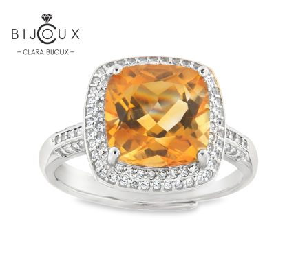 Бутиков пръстен Clara Bijoux с естествен цитрин и CZ камъни