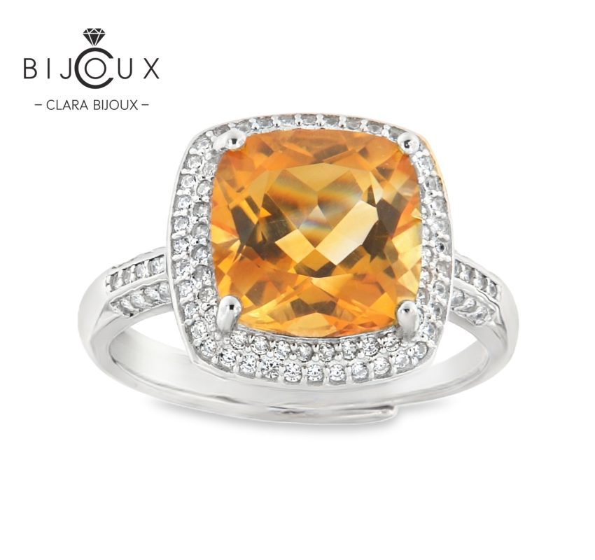 Бутиков пръстен Clara Bijoux с естествен цитрин и CZ камъни