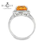 Сребърен пръстен с родиево покритие и цитрин