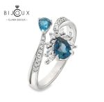 Бутиков сребърен пръстен с топази и бели камъни – Clara Bijoux