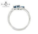 Елегантен сребърен пръстен с естествени топази London Blue Clara Bijoux
