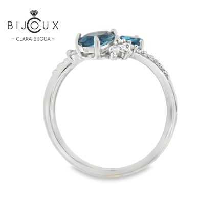 Елегантен сребърен пръстен с естествени топази London Blue Clara Bijoux