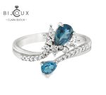 Сребърен пръстен с естествени камъни London Blue Topaz – Clara Bijoux