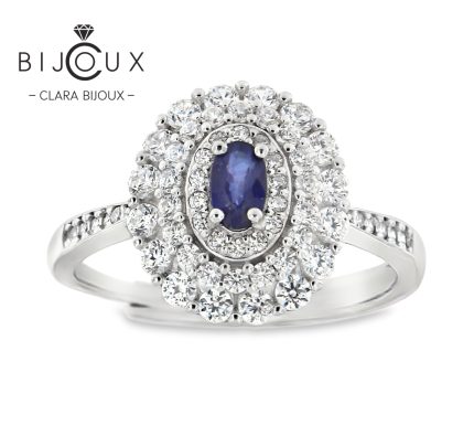 бутиков сребърен пръстен със сапфир Clara Bijoux отпред