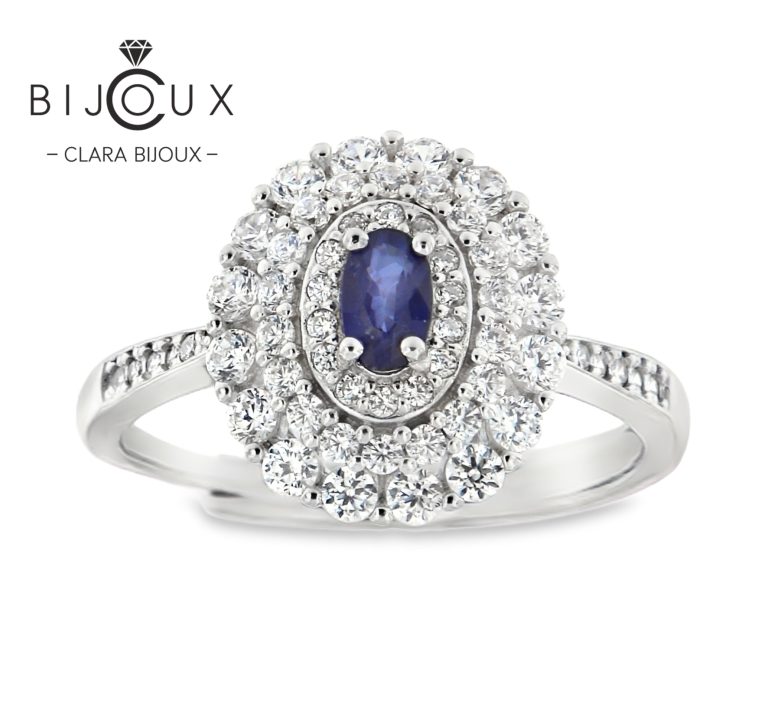 бутиков сребърен пръстен със сапфир Clara Bijoux отпред