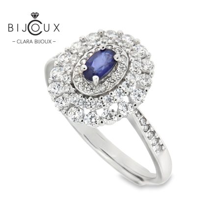 луксозен сребърен пръстен със син сапфир Clara Bijoux