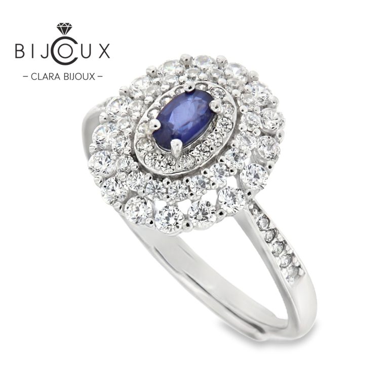 луксозен сребърен пръстен със син сапфир Clara Bijoux