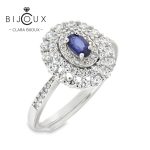 сребърен пръстен със сапфир и бели камъни Clara Bijoux отстрани