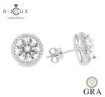 елегантни сребърни обеци с мойсанити 4ct Halo Clara Bijoux