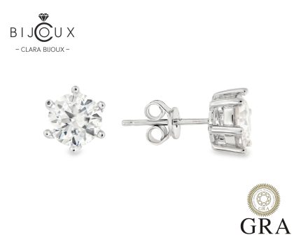 Сребърни обеци 925 с мойсанит 2ct и родиево покритие