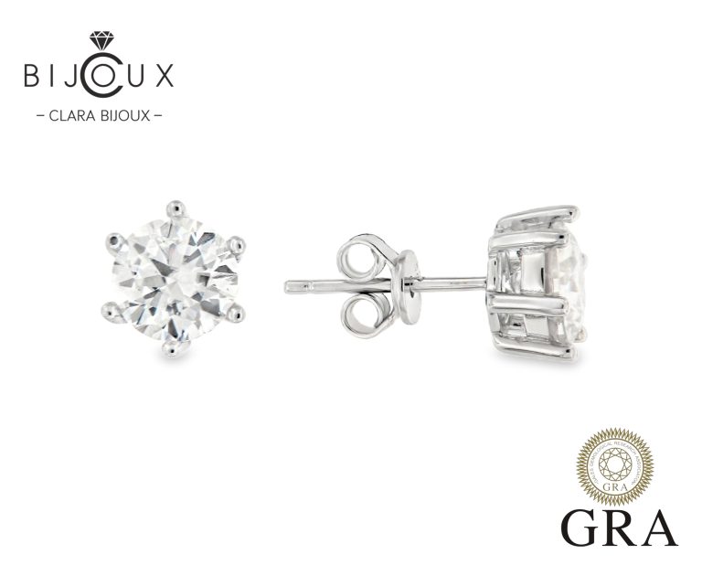 Сребърни обеци 925 с мойсанит 2ct и родиево покритие