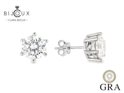 Сребърни обеци 925 с мойсанити 4ct и родиево покритие