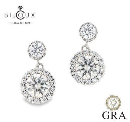 Висящи сребърни обеци с мойсанити Clara Bijoux