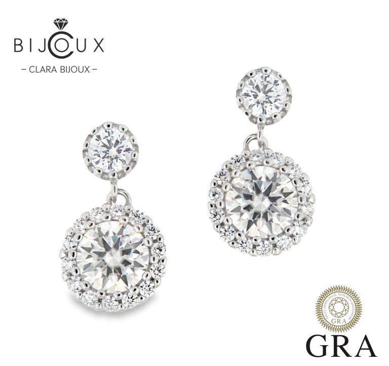 Висящи сребърни обеци с мойсанити Clara Bijoux