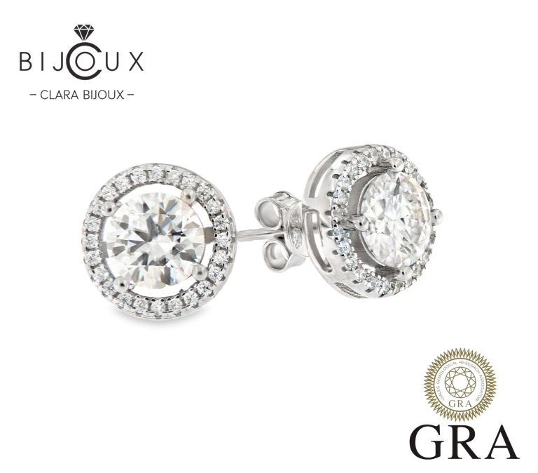 Луксозни сребърни обеци с мойсанити Clara Bijoux