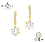 Висящи сребърни обеци с жълта позлатка Clara Bijoux