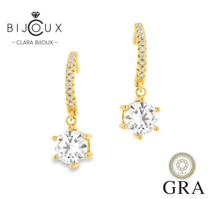 Висящи сребърни обеци с жълта позлатка Clara Bijoux