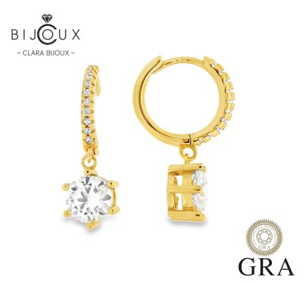 Позлатени сребърни обеци Clara Bijoux с мойсанити 4ct