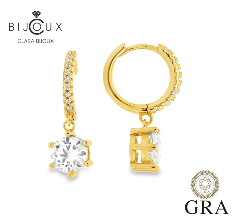 Позлатени сребърни обеци Clara Bijoux с мойсанити 4ct