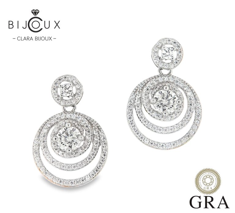 Висящи луксозни сребърни обеци с мойсанити Clara Bijoux