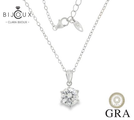 Бутиково сребърно колие Clara Bijoux с мойсанит 2ct