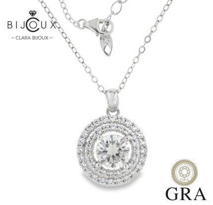 бутиково сребърно колие с мойсанит Clara Bijoux