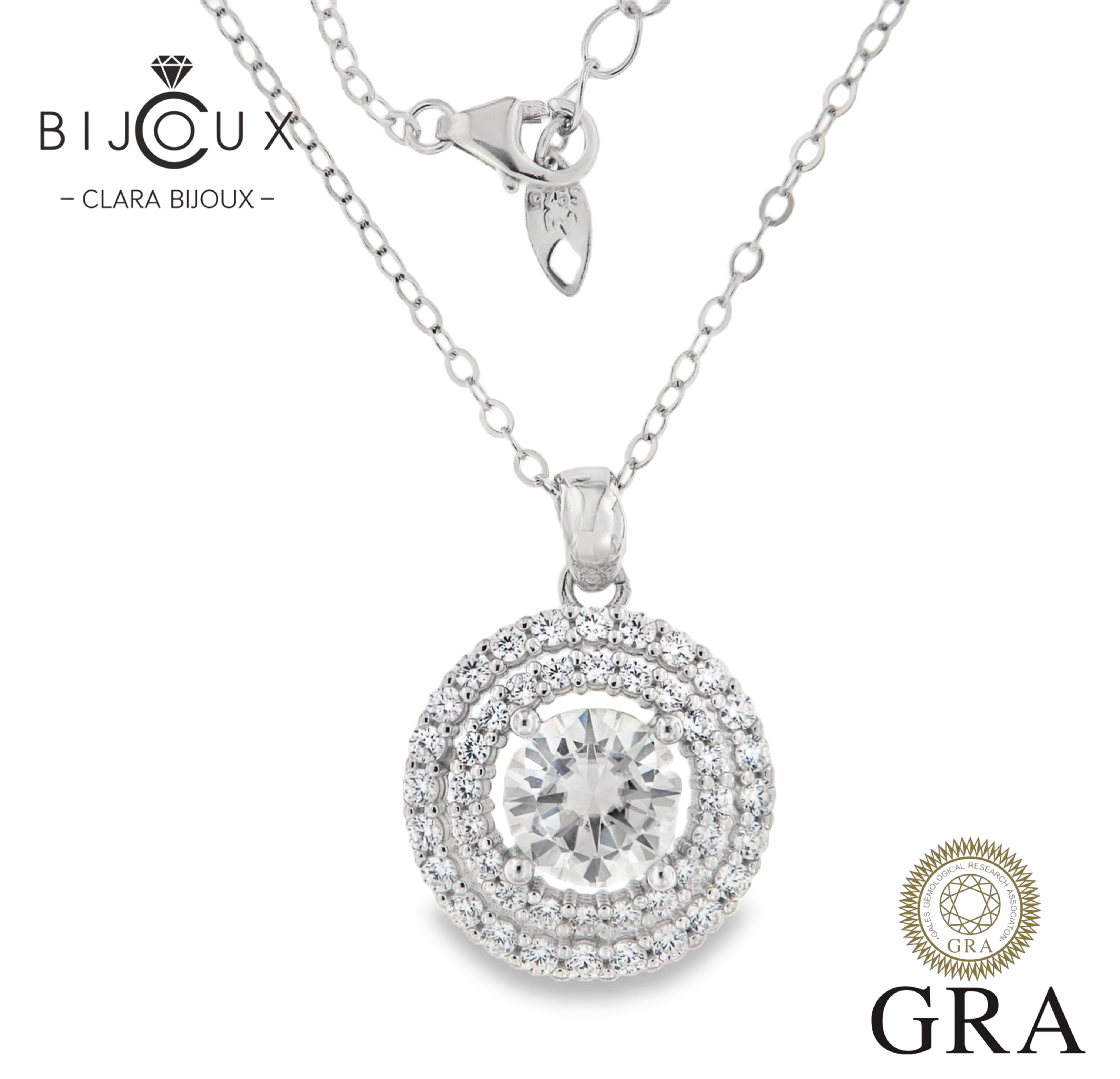 MJN8913 бутиково сребърно колие с мойсанит Clara Bijoux