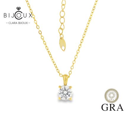 луксозно колие с жълта позлатка и мойсанит 1ct