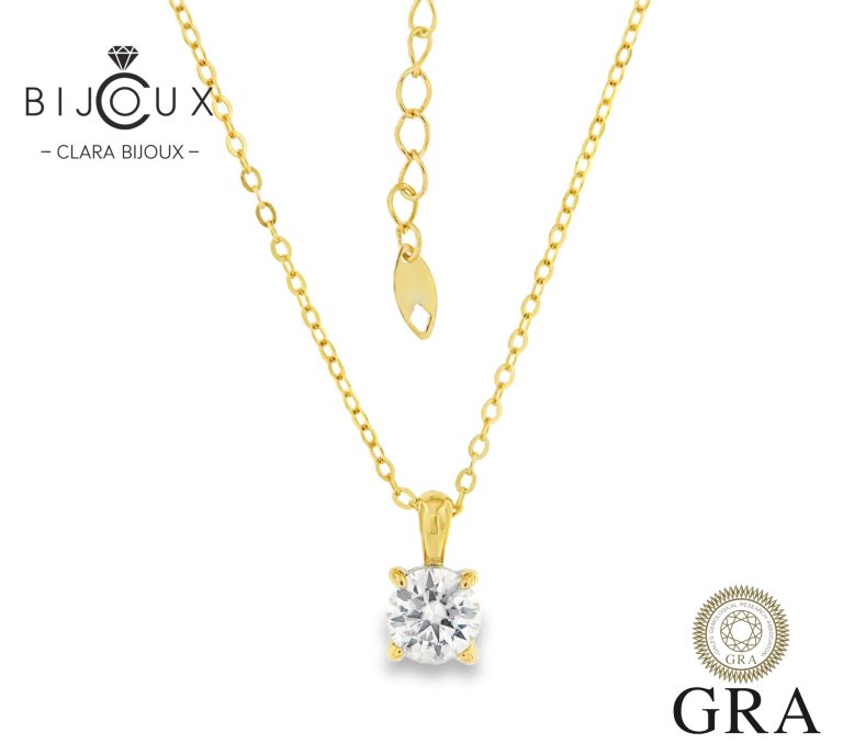 луксозно колие с жълта позлатка и мойсанит 1ct