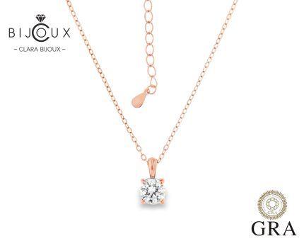 луксозно колие с мойсанит 1ct и розово злато Clara Bijoux