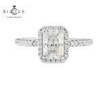 бутиков пръстен с мойсанит и родиево покритие