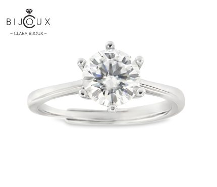 регулируем сребърен пръстен с бял мойсанит d vvs1