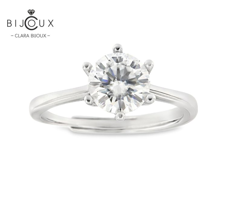 регулируем сребърен пръстен с бял мойсанит d vvs1