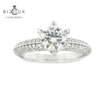 пръстен с мойсанит 1ct Clara Bijoux сребро 925