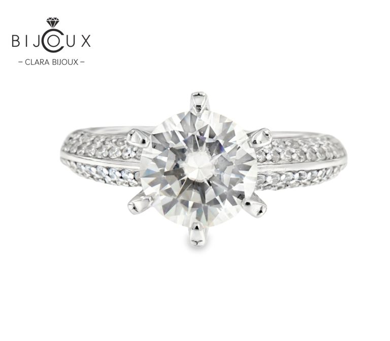 Сребърен пръстен с мойсанит 2ct Clara Bijoux изглед отпред