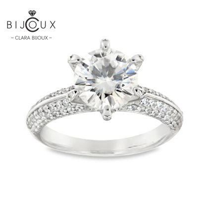 Сребърен пръстен 925 с мойсанит 2ct бляскава шина