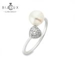 изискан пръстен от сребро 925 с перла и блестящ мойсанит