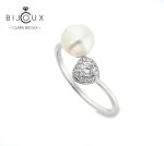 сребърен пръстен clara bijoux с перла и малък мойсанит