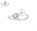 луксозен регулируем пръстен с перла и бял мойсанит vvs1