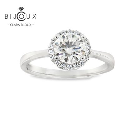елегантен halo пръстен с мойсанит d vvs1