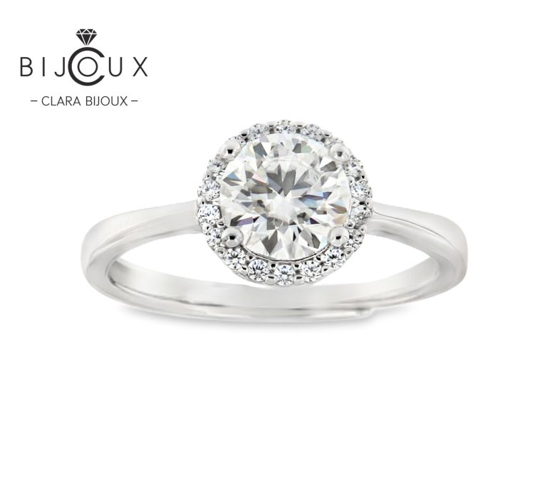 елегантен halo пръстен с мойсанит d vvs1