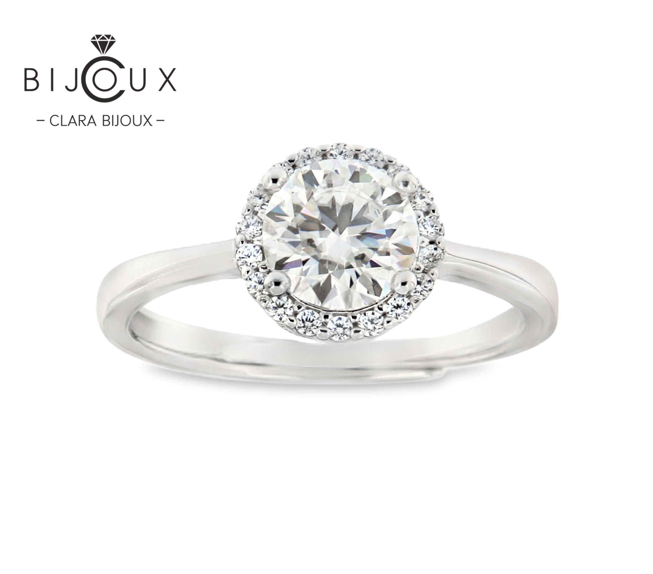 MJR9369.3 елегантен halo пръстен с мойсанит d vvs1