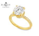 сребърен пръстен мойсанит 3ct позлатен clara bijoux – страничен изглед