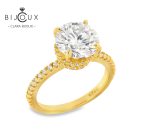 сребърен пръстен мойсанит 3ct позлатен clara bijoux – изглед отгоре
