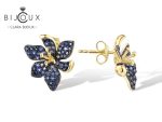 Сребърни обеци цветя със син шпинел Clara Bijoux