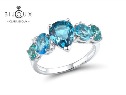 Сребърен пръстен със син кристал Clara Bijoux