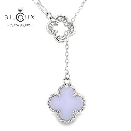 елегантно сребърно колие с детелина и виолетов халцедон Clara Bijoux