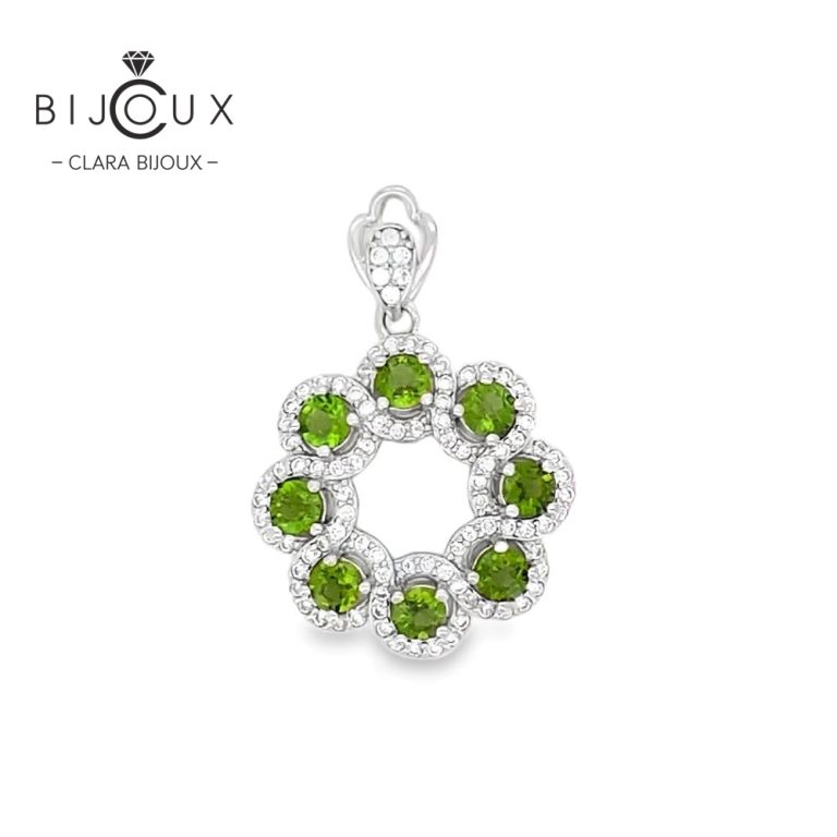 бутикова сребърна висулка с естествен диопсид Clara Bijoux